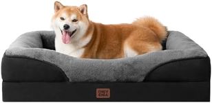 EHEYCIGA Memory Foam Dog Bed for Large Sized Dog, Orthopedic Dog Sofa Bed with Sides and Waterproof Liner, Washable Bolster Pet Bed Couch with Removable Cover, 36x27x7 Inch, Grey/Black