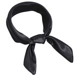 Pistha Chiffon Scarf Square Ribbon Neck Scarf Satin Scarf Handkerchief for Halloween Retro Women Girls Costume Accessory (Black, 23.6 * 23.6 inch)