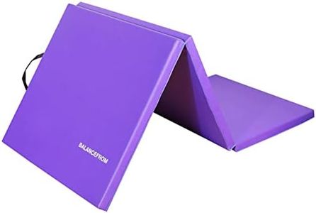BalanceFrom Three Fold Folding Exercise Mat with Carrying Handles for MMA, Gymnastics and Home Gym Protective Flooring, 1.5-Inch Thick, Purple
