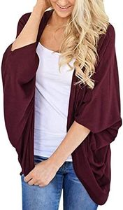 BB&KK Knit Cardigan Sweaters for Women Solid Colors Long Sleeve Open Front Cover Ups Wine Red X-Large
