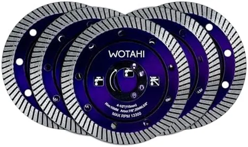 WOTAHI 5-Piece Turbo Diamond Saw Blades - 4-1/2 inch Diamond Blade for Angle Grinder, 7/8" Arbor, Dry/Wet Cutting for Concrete, Brick, Block, Stone, Marble, Porcelain, Granite