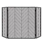 Tangkula 38 x 52.5In 3-Panel Fireplace Screen, Foldable Wrought Metal Iron Mesh Fire Spark Guard with Flexible Hinges, Home Fireplace Cover with Heavy-duty Metal Frame, Fire Screens for Living Room, Bedroom (Black)