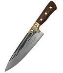 S.B. ANJALI SHALU BHAI Chef Stainless Steel Knife Ultra Sharp Handmade Home Kitchen Slicing Tool Forged Knife With Rosewood Handle New Copper Decor Size:8Inch Blade (Royal Knife) (Royal 2 Knife)