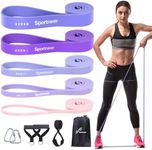 Resistance Bands for Working Out Women, Sportneer 5-130lb Exercise Bands 5 Levels Pull Up Bands with Handles & Door Anchor - Resistance Bands for Physical Therapy Stretching & Resistance Training