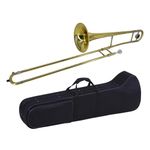 summina Alto Trombone Brass Gold Lacquer Bb Tone B flat Wind Instrument with Cupronickel Mouthpiece Cleaning Stick Case