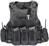 YAKEDA Adjustable Tactical Airsoft Training Vest | Camping, Fishing, Hunting,Gift for Halloween and New Year (Black, One Size)