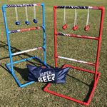 JAPER BEES Ladder Ball Indoor Ladder Toss Outdoor Game PRO Series, Family, Yard, Beach and Lawn Games with 6 Soft Rubber Bolos, Heavy Duty Bars and Travel Bag(Patriotic)