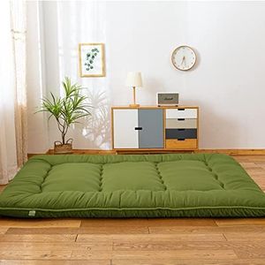 Green Japanese Shiki Futon Mattress Floor Mattress, Roll Up Guest Mattress Floor Bed Folding Portable Camping Mattress Thicken Mattress Pad Sleeping Pad for Guest Room Twin Size