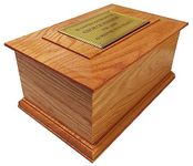 Caskets for Ashes Adult Human Solid Wooden Urns Large Oak Cremation Burial Memorial With Plaque