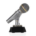 Decade Awards Microphone Trophy, Silver | Engraved Mic Drop Award - 6 Inch Tall - Engraved Plate on Request