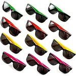 Neliblu 24 Pack Kids’ Neon Party Sunglasses with UV Protection - 80’s Style Kids Sunglasses in 4 Neon Colors - Bulk Party Favors & Goodie Bag Stuffers for Kids - 14cm Funky Glasses for Pool Party