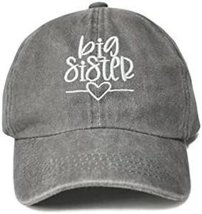 Hepandy Embroidered Big Sister Hats for Girls Toddler, Embroidery Baseball Hat for Kids Youth, Children Cotton Adjustable Caps Dad Hat