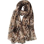 woogwin Women's Cotton Scarves Lady Light Soft Fashion Solid Scarf Wrap Shawl, Dark Leopard, One Size