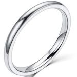 JUDE 2mm Stainless Stainless Steel Plain Stackable Wedding Band Ring (Silver, V)