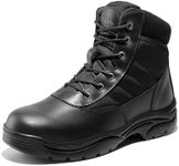 NORTIV 8 Men's Waterproof Tactical Work Boots Leather Outdoor Hiking Military 6 Inches Motorcycle Combat BootsBlack Size 10.5 M US CONTRACTOR-NEW