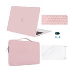 MOSISO Compatible with MacBook Air 13 inch Case 2022-2018 Release A2337 M1 A2179 A1932 Retina Display, Air 13.3 inch Plastic Hard Shell&Bag&Keyboard Skin&Webcam Cover&Screen Protector, Rose Quartz