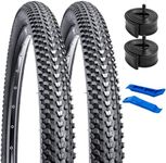 YUNSCM 2-PCS 26" Bike Tires 26x1.95/50-559 and 26" Heavy Duty Bike Tubes Schrader Valve Compatible with Mountain/Off Road Bike 26x1.90 26 x 1.95 26x2.0 Bicycle Tires and Tubes (W-2003)