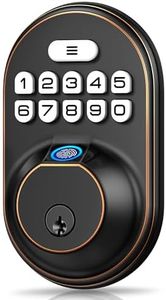 Veise Fingerprint Door Lock, Keyless Entry Lock Keypad Deadbolt with 20 Fingerprint, Anti Peeping Password, Auto Keyed Entry, Smart Locks for Front Door, Easy Install, Oil Rubbed Bronze