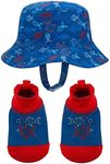 PEAK 2 PEAK Baby Swim Hat and Booties Set, Girls and Boys, Adjustable Velcro Strap - Ages 0-12 Months, Sun Protection UPF 50+