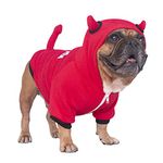 iChoue Little Devil Dog Halloween Costumes Clothes Sweater Cute Funny for French Bulldog Cold Weather Winter Coats Hoodies Frenchie English Pug Pitbull Corgi Puppy - Red/Medium