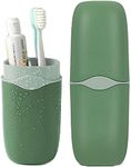 Detachable Travel Toothbrush Holder, Portable Toothbrush Case 3 in 1 Toothpaste Travel Case Holder Plastic Toothbrush Container Toothbrush Storage Box for Travel,Business,Camping, Daily Uses (Green)