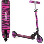 bopster Foldable Scooter for Kids Ages 4+ | Adjustable Height | Lightweight Folding Kids Scooter with Soft Handlebar Grips | 4 Colour Options for Boys Scooter and Girls Scooter - Purple Zebra