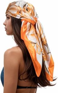 RIIQIICHY Head Scarf for Women Like Silk Scarf Hair Scarf Printed Square Scarf Bandanas for Women 35 Inches