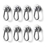 BTLIN Magnetic Hooks Extra Strong, Heavy Duty Neodymium Magnet with Carabiner, Maximum Load Capacity 32LBS for Indoor Outdoor Grill Warehouse Office Factory 8Pcs