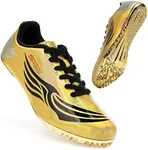 THESTRON Unisex Track Spikes Running Sprint Shoes Track & Field Shoes for Men Women Kids Cool Racing Running Sneakers Gold