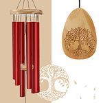 Astarin windchimes Outdoors with Engraved Lifetree，30 Inch Memorial Wind Chimes for Outside，Sympathy Wind Chime for Loved One,Outdoor Wind Chimes for Mother,Red Wind Chimes.