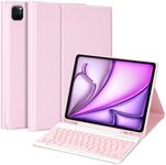 MMK for iPad Air 13 inch (M2) 2024 & iPad Pro 12.9 Case with Keyboard, Keyboard case for iPad Pro 12.9 inch 6th 5th & iPad Air 13 inch, Backlit Bluetooth Wireless Keyboard, with Pencil Holder-Pink