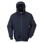 Portwest FR Zip Front Hooded Sweatshirt, Color: Navy, Size: M, FR81NARM