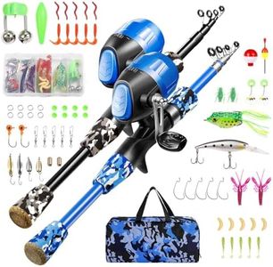 Gamashino Kids Fishing Pole Set - 2Pack Rod and Reel Combo Kit with Tackle Box Fishing Line for Children Beginner (Blue+Black,4.92)