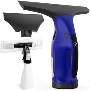 Eave Window Vac Kit, Upgraded Cordless Window Vacuum with 17cm & 28cm Suction Nozzles, Electric Window Cleaner with 40min Runtime and 270ml Water Tank, Suitable for Windows, Mirrors, Bathroom,WC09(BL)