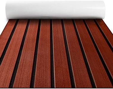 Fullfire Boat Flooring - EVA Foam Boat Decking - Faux Teak Marine Mat Self-Adhesive Marine Carpet for Motorboat RV Yacht Kayak 94" x 35" Dark Brown with Black Lines