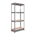 RB BOSS FastLok Garage Shelving Units 160cm x 75cm x 35cm Galvanised Steel Storage Racking with MDF Shelves, 4 Tier, 175kg Load Per Shelf for Shed, Workshop, Garage & Home