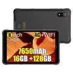 Ulefone 8 inch Tablet, Armor PAD PRO Rugged Android Tablet(WiFi+Cellular) 7650mAh, IP69K Waterproof Armor Tablets, 16GB+128GB Android 13,Dual Speakers Dual 4G,48MP+32MP, BT5.2/GPS/NFC