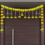 Gift Jaipur Handmade Door Hanging Yellow Orange Merigold Flower Door Bandarwal Toran (MG-05) - Diwali Ganpati Pooja New Year Inauguration Wedding Festival Home Decor (40 Inch X 12 Inch)