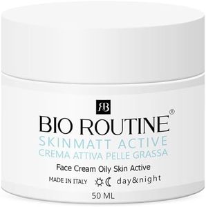 Bio Routine SkinMatt Active Crema Idratante Viso Pelle Grassa Opacizzante Purificante e Regola la Produzione di Sebo Offrendo una Pelle Fresca Equilibrata e Senza Imperfezioni 50ml, anche Pelle Mista
