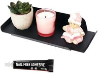 BELLE VOUS Black Iron Floating Wall Shelf - 25 x 11 x 4cm/10 x 4.5 x 1.5 Inches - Office, Kitchen & Bathroom Wall-Mounted Storage Display Ledge for Bookshelves, Pictures or Plants