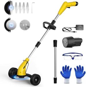 Aokia Electric Weed Wacker Cordless, 12V Battery Powered Weed Eater Cordless with Adjustable Pole (65inch), Lightweight Grass Trimmer Cutter/Mower/Edger with 2 Types Blade for Garden and Yard Lawn