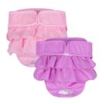 KUTKUT 2 Pcs Dog Female Diapers, Highly Absorbent Reusable Doggie Diapers, Washable Diapers for Dog Period Panties Dresses for Dogs in Heat, Period or Incontinence (XL: Waist: 59cm - 69cm)