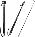 REYGEAK Ultra Long Selfie Stick for GoPro Hero 11/10/9, Insta 360, OSMO Action Camera, Extendable at 3 Lengths 22" 47.2" 106" Carbon Fiber Lightweight Pole Monopod (118 inches(300 CM))