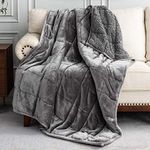 BUZIO Weighted Blanket King Size, Weighted Blanket Adult, Sherpa Weighted Blanket with Soft Plush Fleece Warm Sherpa Thick Blanket, Great for Sleep and Calming, 150 x 200cm, Grey