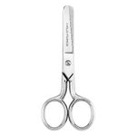 HALO FORGE Small Round Fabric Scissors: Safety Sharp Tiny Sewing Scissors - Silver Stainless Steel Forged Heavy Duty Shears for Cutting Dressmaking Material Carpet Paper Craft Tool - 4.75 Inch