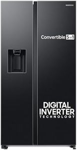 Samsung 633 L, 3 Star, Frost Free, Double Door, Convertible 5-in-1 Digital Inverter, Side By Side Refrigerator with AI, WiFi & Water & Ice Dispenser (RS78CG8543B1HL, Black Matte)