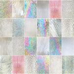 ILLUCKAI 24 Sheets Clear Textured Stained Glass Sheets Variety Pack, 4 X 6 inch Iridescent Cathedral Art Glass for Crafts, Stained Glass Supplies for Stained Glass and Mosaic Projects