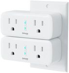 GHome Smart Plug, 15A WiFi Smart Outlet Compatible with Alexa & Google Home, Smart Surge Protector with Remote Control & Timer, Dual Sockets, No Hub Required, 2.4GHz WiFi Only, White, 2 Pack