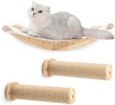 Gekmocon Cat Wall Furniture, 3 Pack Cat Wall Shelves Set, Solid Rubber Wood Cat Wall Steps and Hammock for Sleeping, Playing, Scratching, Climbing