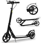 Kick Scooter for Kids Ages 8-12 200mm Big Wheels Scooter Adult Scooter with Disc Brakes Foldable Scooter for Adult Foldable Scooters for Teenager with Carry Strap and Shock Absorption (Black)